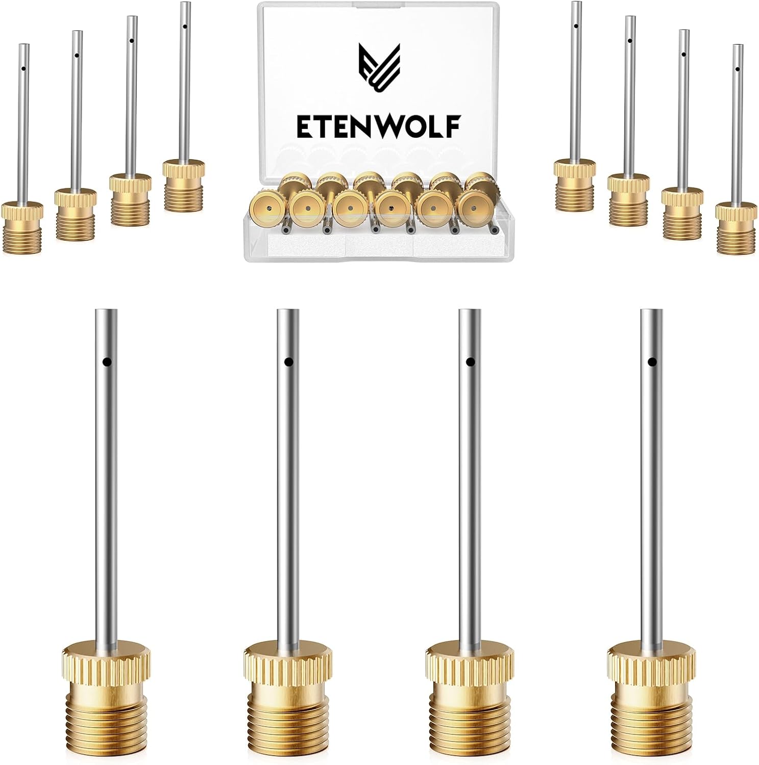 ETENWOLF 12 Pack Brass Ball Pump Needles, No Break Heavy Duty Needles