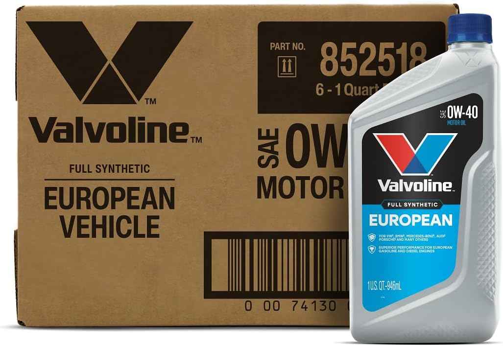 Valvoline European Vehicle Full Synthetic SAE 0W-40 Motor Oil 1 QT, Case of 6