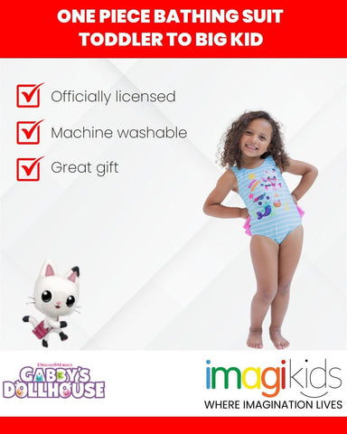 DREAMWORKS GABBY'S DOLLHOUSE Pandy Paws Mercat Girls One Piece Bathing Suit Toddler to Little Kid