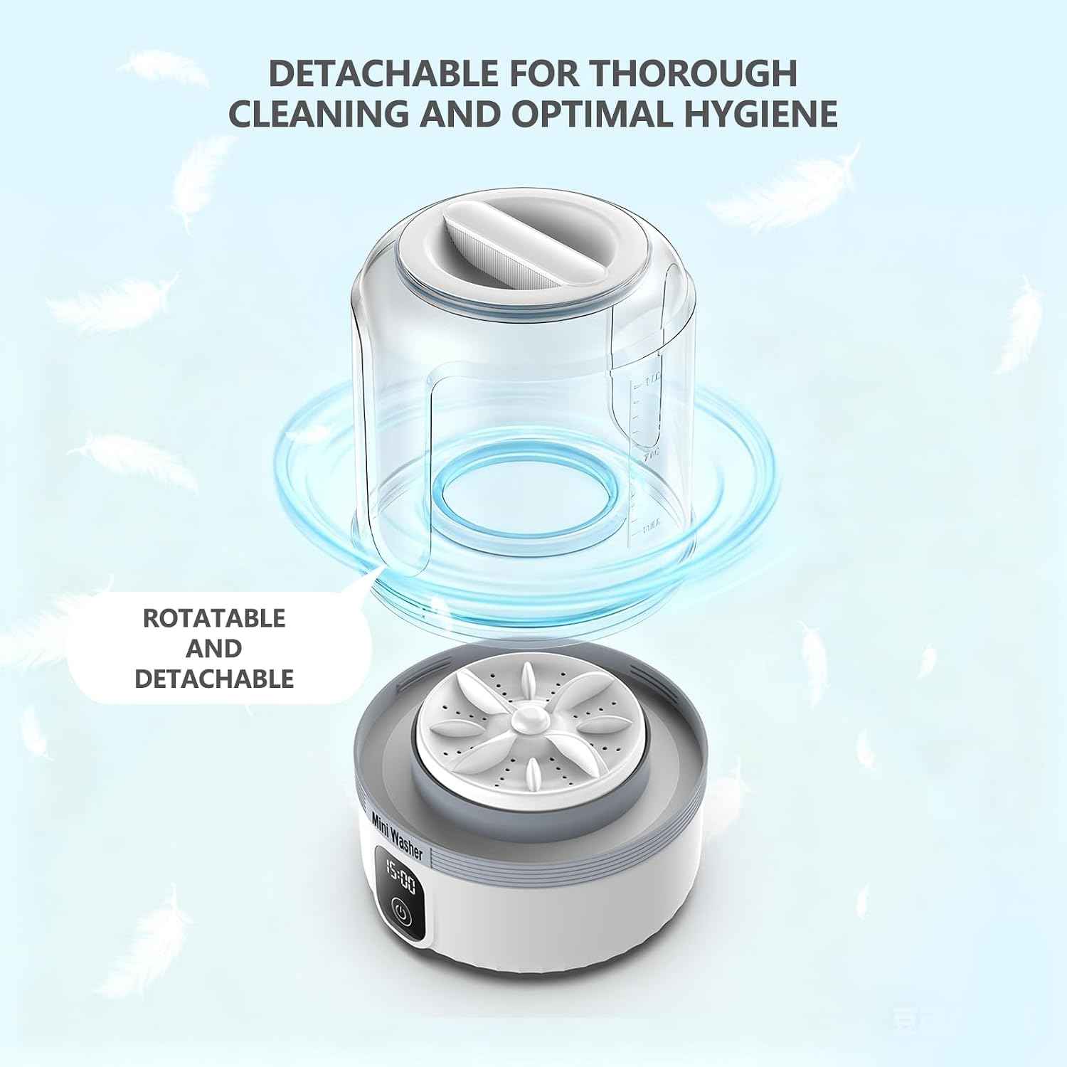 Underwear Washing Machine,Upgrade Mini Washer Deeply Cleans Small Laundry Items, Socks, Underwear, Baby Clothes,Portable Washing Machine is Suitable for, Apartments, Hotels, Travel, And Camping White