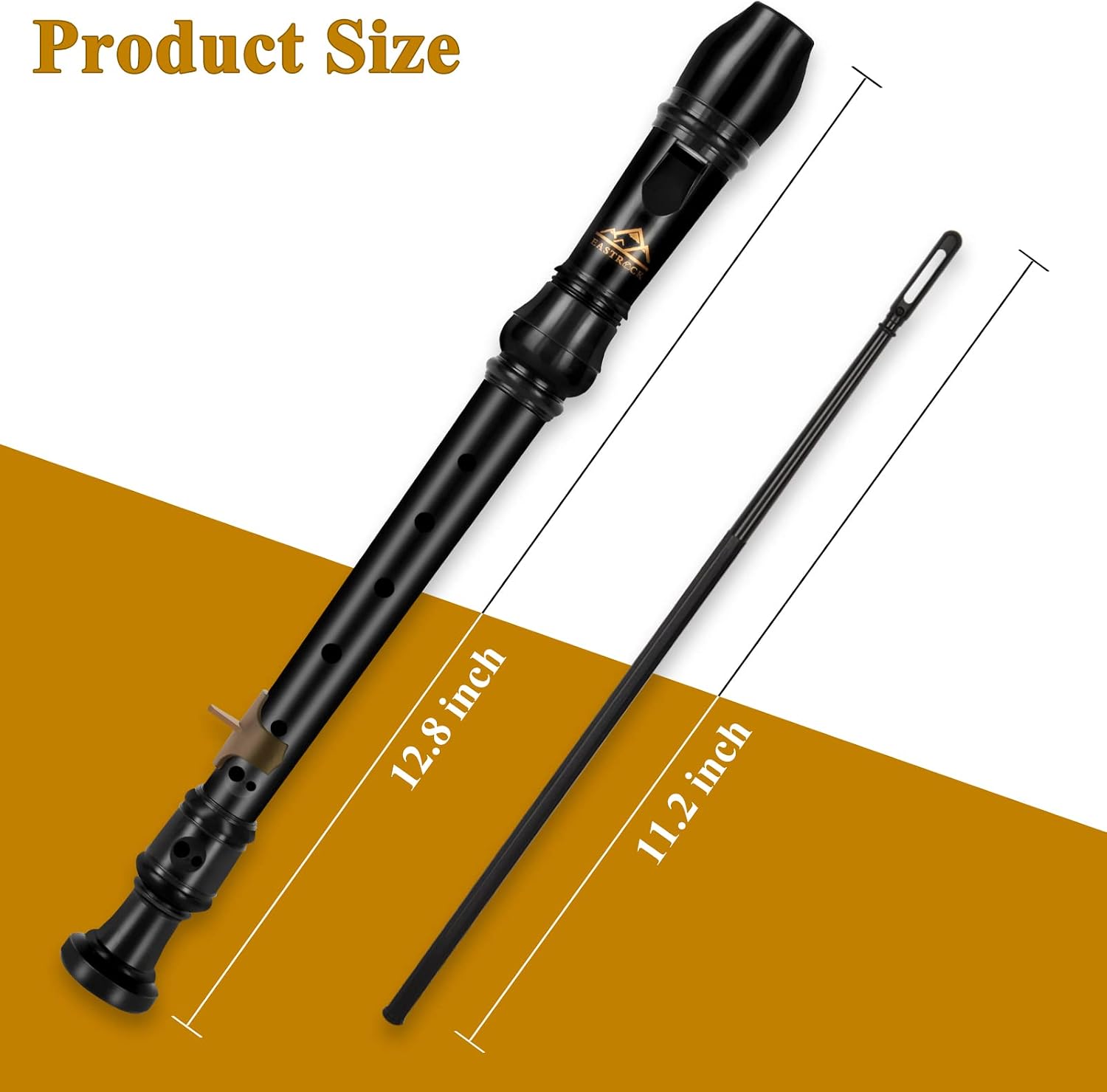 Eastrock 3 Pieces German Style Soprano Recorder Black for Beginners