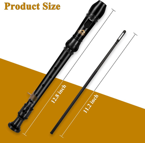 Eastrock 3 Pieces German Style Soprano Recorder Black for Beginners