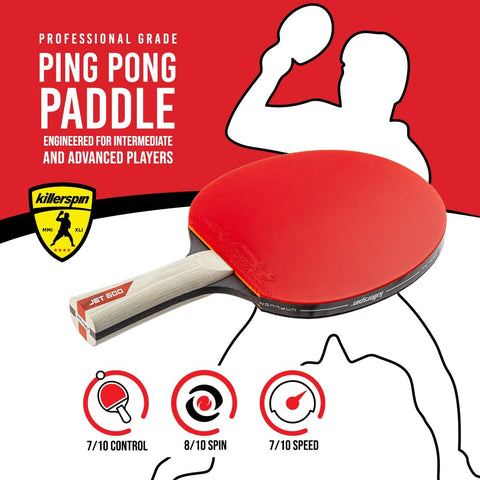 Killerspin Jet 600 Spin N2 Ping Pong Racket – Advanced Table Tennis Racket, 5 Layer Wood Blade, Nitrx-4Z Rubbers, Flared Handle