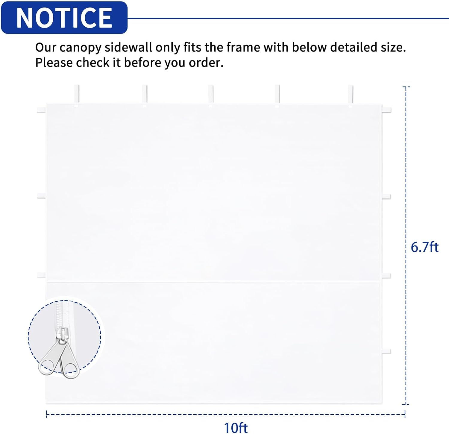 10 x 10 Canopy Sidewalls, 3 Pack Pop Up Canopy Walls, White