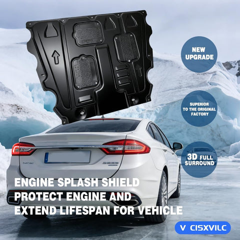 Engine Guards Mud Flaps for Ford Fusion 2013 2014 2015 2016 2017 2018 2019 2020 Front Engine Splash Shield Guards Suitable for Fusion Under Engine Cover Directly Replace Original One Black