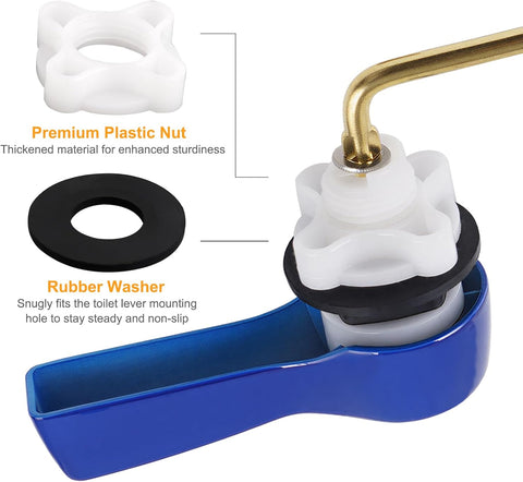 Hibbent Universal Metal Front Mount Toilet Handle Replacement Kit, Blue