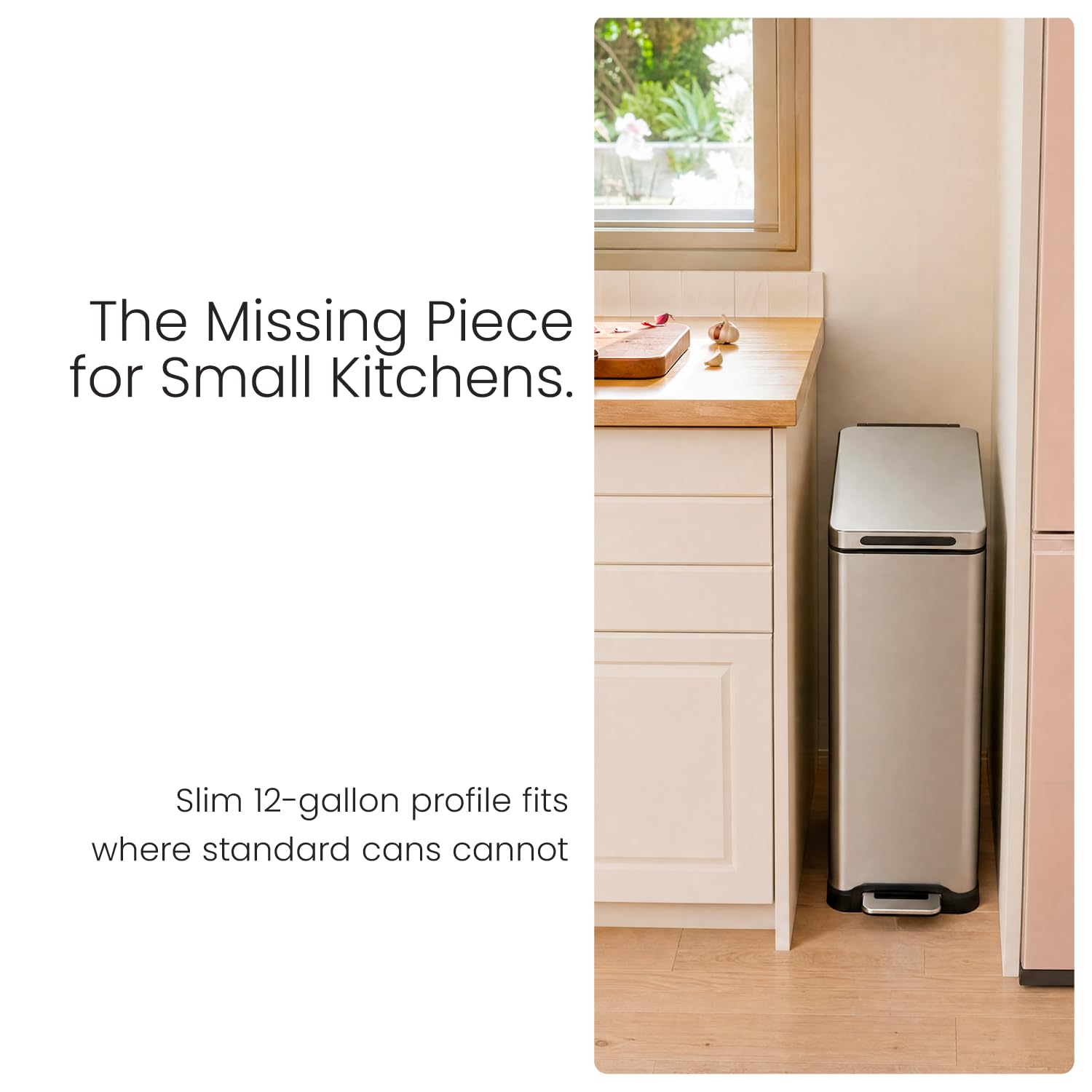 Home Zone Living 12 Gallon Kitchen Trash Can with Slim Fit Design