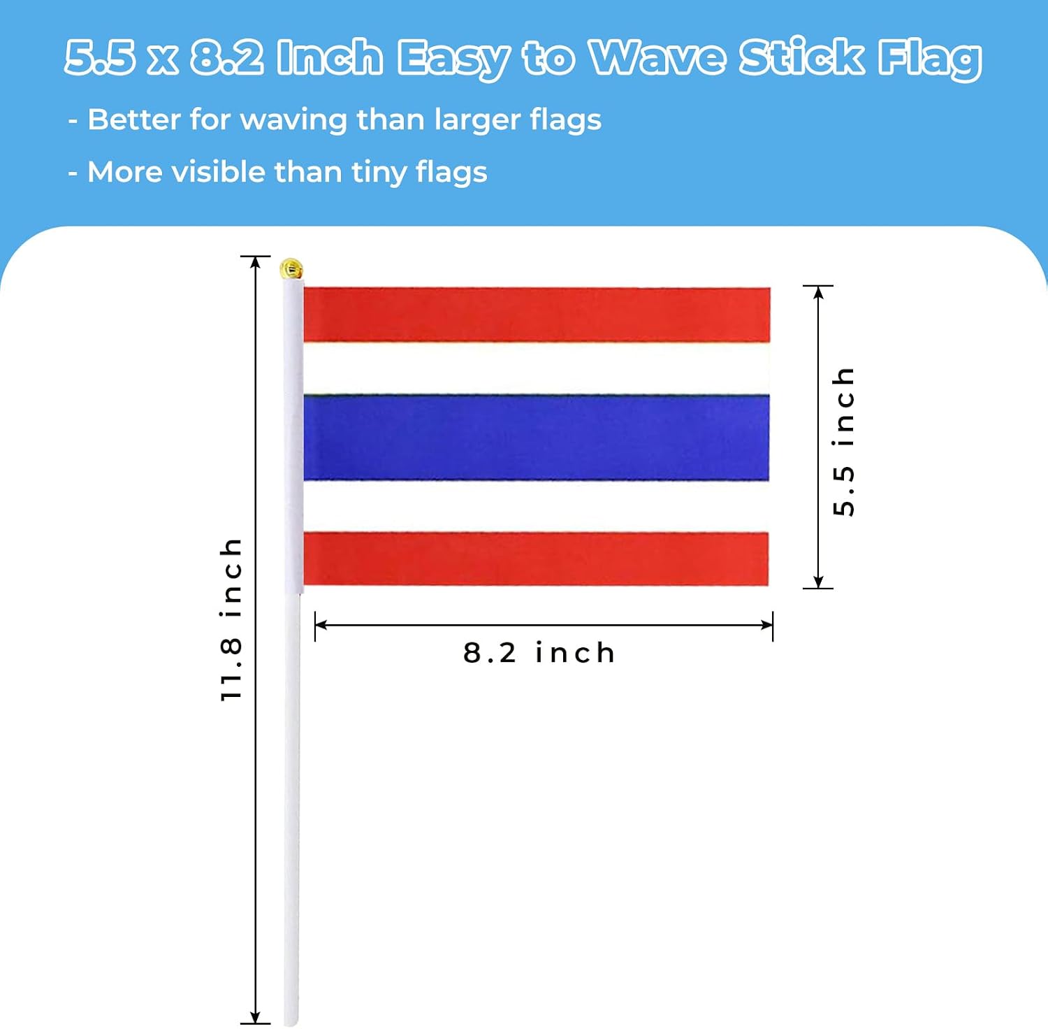mflagperft Thailand Flags on Stick 12 Pack, Small Handheld Thai Flag