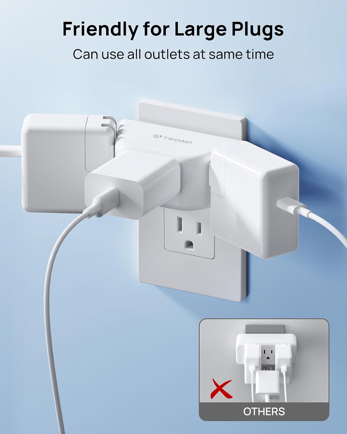 TROND Multi Plug Outlet Extender 2 Pack, Outlet Splitter for Bathroom