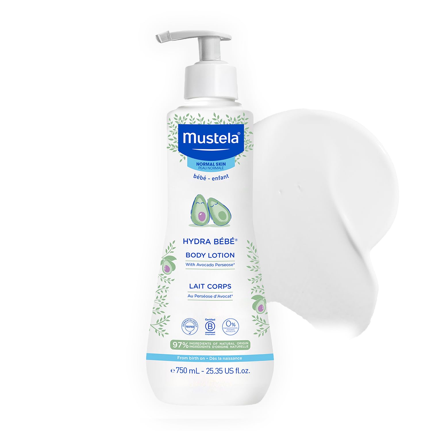 Mustela Hydra Bebe Body Lotion - Daily Moisturizing Baby Lotion with Natural Avocado, Jojoba & Sunflower Oil – Various Sizes