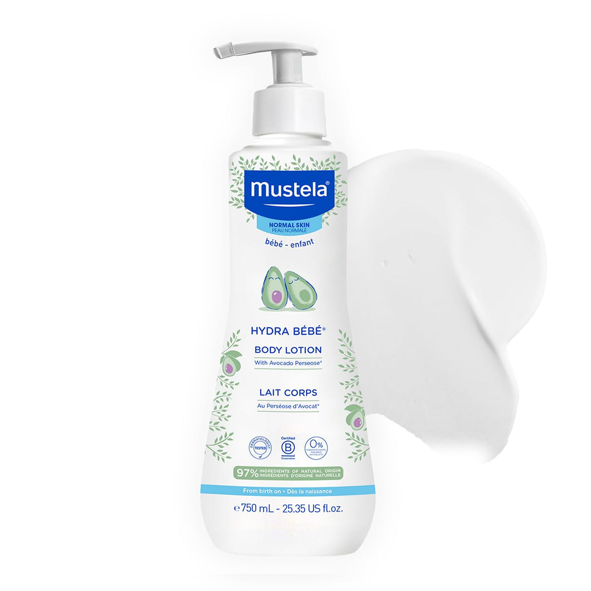 Mustela Hydra Bebe Body Lotion - Daily Moisturizing Baby Lotion with Natural Avocado, Jojoba & Sunflower Oil – Various Sizes