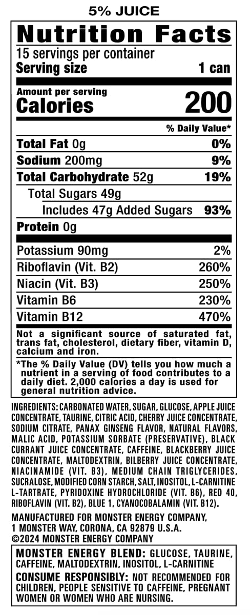 Monster Energy Juice Viking Berry, Energy Drink, 16 Ounce | Energy + Juice, Pack of 15