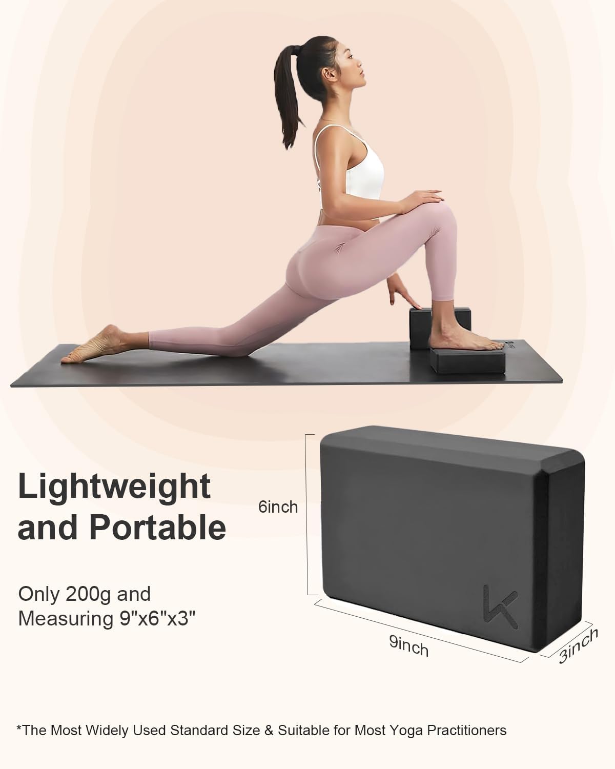 KEEP Yoga Block, High-Density EVA Foam 2 Pack Yoga Block with Non-Slip Textured Surface, Supportive, Lightweight - Ideal for Yoga