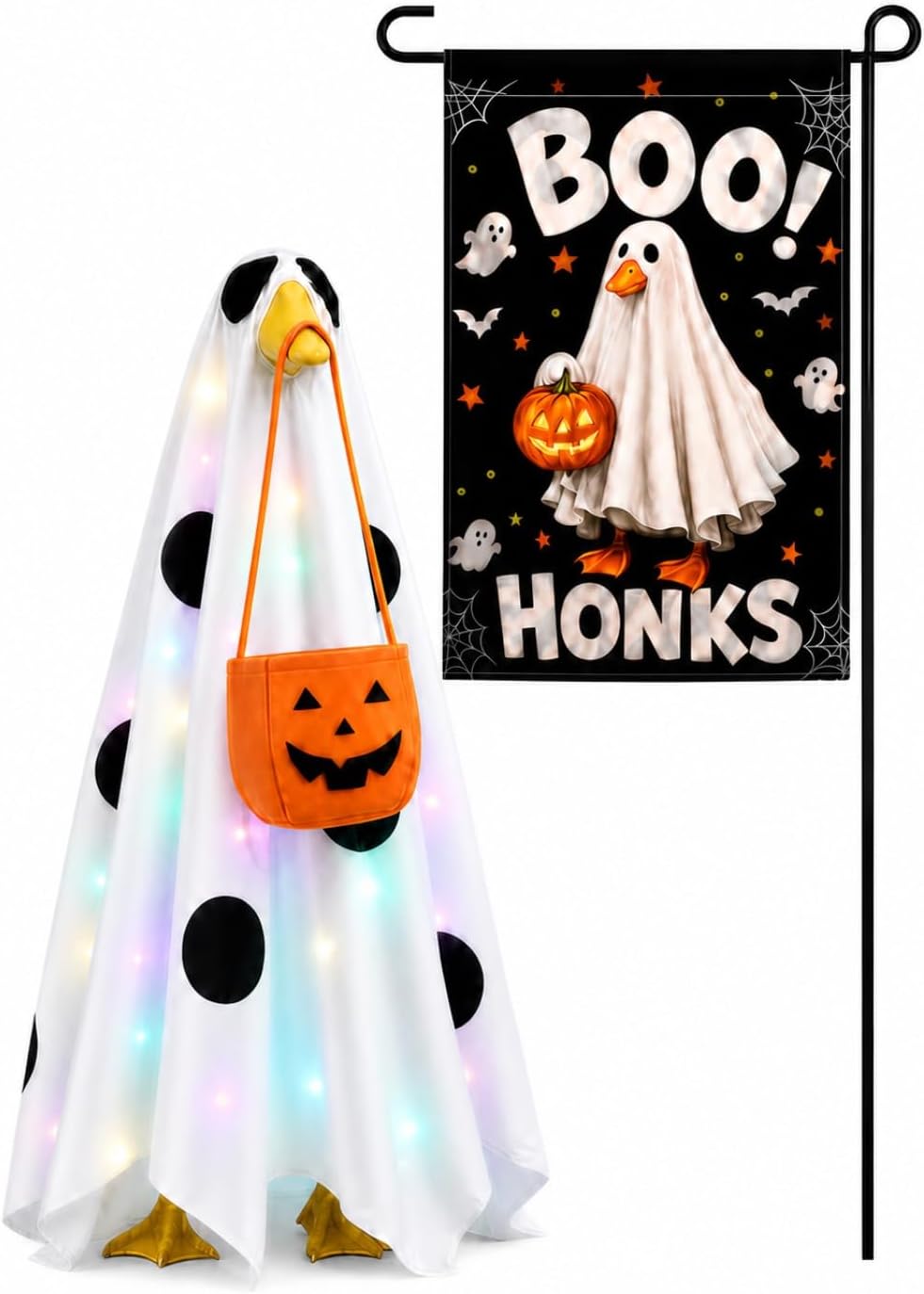 Halloween Lighted Porch Goose Outfits Ghost Costume Fits 23 Inch Statue