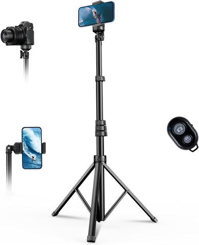 67" Phone Tripod, MIIASI Extendable Tripod for iPhone, Selfie Stick with Remote and Phone Holder, Compatible with iPhone/Android/Camera, Light Stand