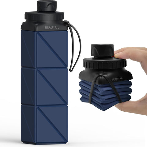 BEAUTAIL Collapsible Water Bottles 21 oz, Silicone Portable Water Bottle