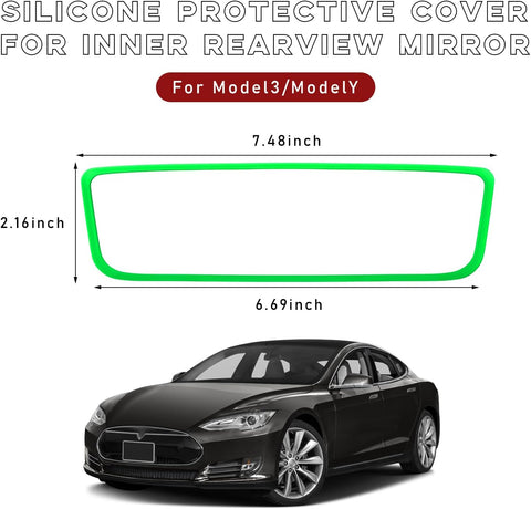 Ohleats Car Rear View Mirror Protector Frame, Edge Cover Trim, Green-1PCS