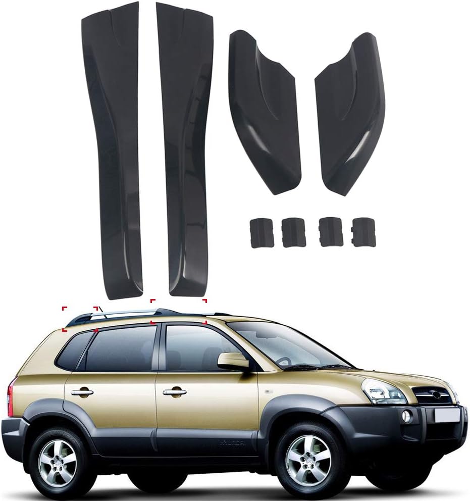HIGH FLYING 2004-2008 for Hyundai Tucson Car Roof Rails Rack Leg Cover End Cap Protection Cover Shell Black 1 Set