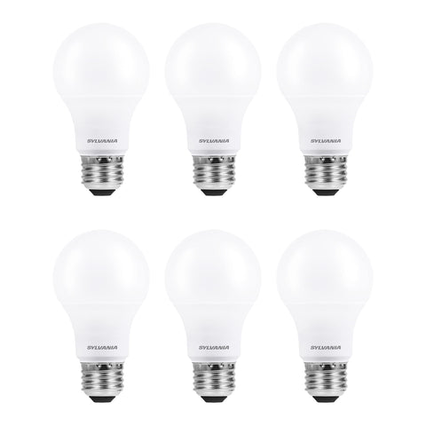 SYLVANIA ECO LED A19 Light Bulb, 100W Equivalent, Efficient 14.5W, 7 Year, 1450 Lumens, Non-Dimmable, Frosted, 2700K, Soft White - 6 Pack (40885)