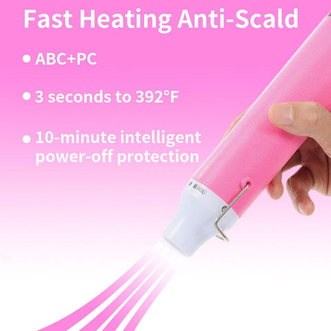 Heat Gun 300W, Handed Hot Air Gun for Crafting and DIY (Pink)