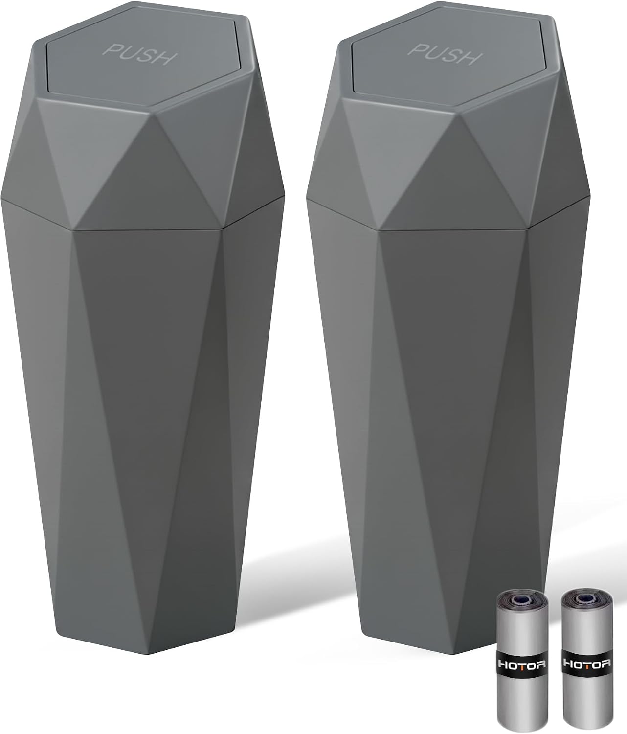 HOTOR Car Trash Can with Lid, Leakproof, Dark Grey, 2 Pack