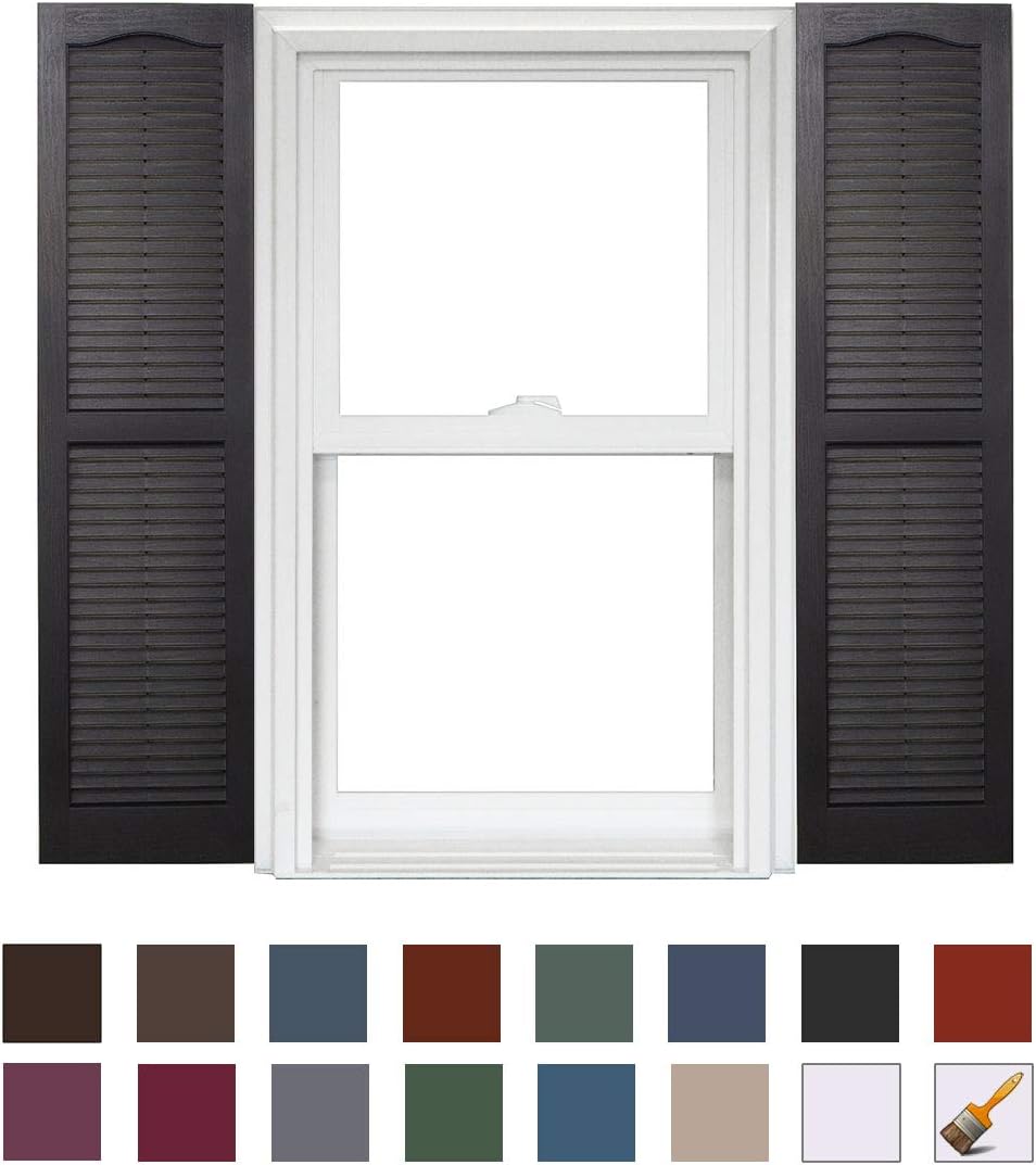 Polaris Homeside Open Louver Vinyl Shutters (1 Pair) 14-1/2in. x 35in. - 050 Black