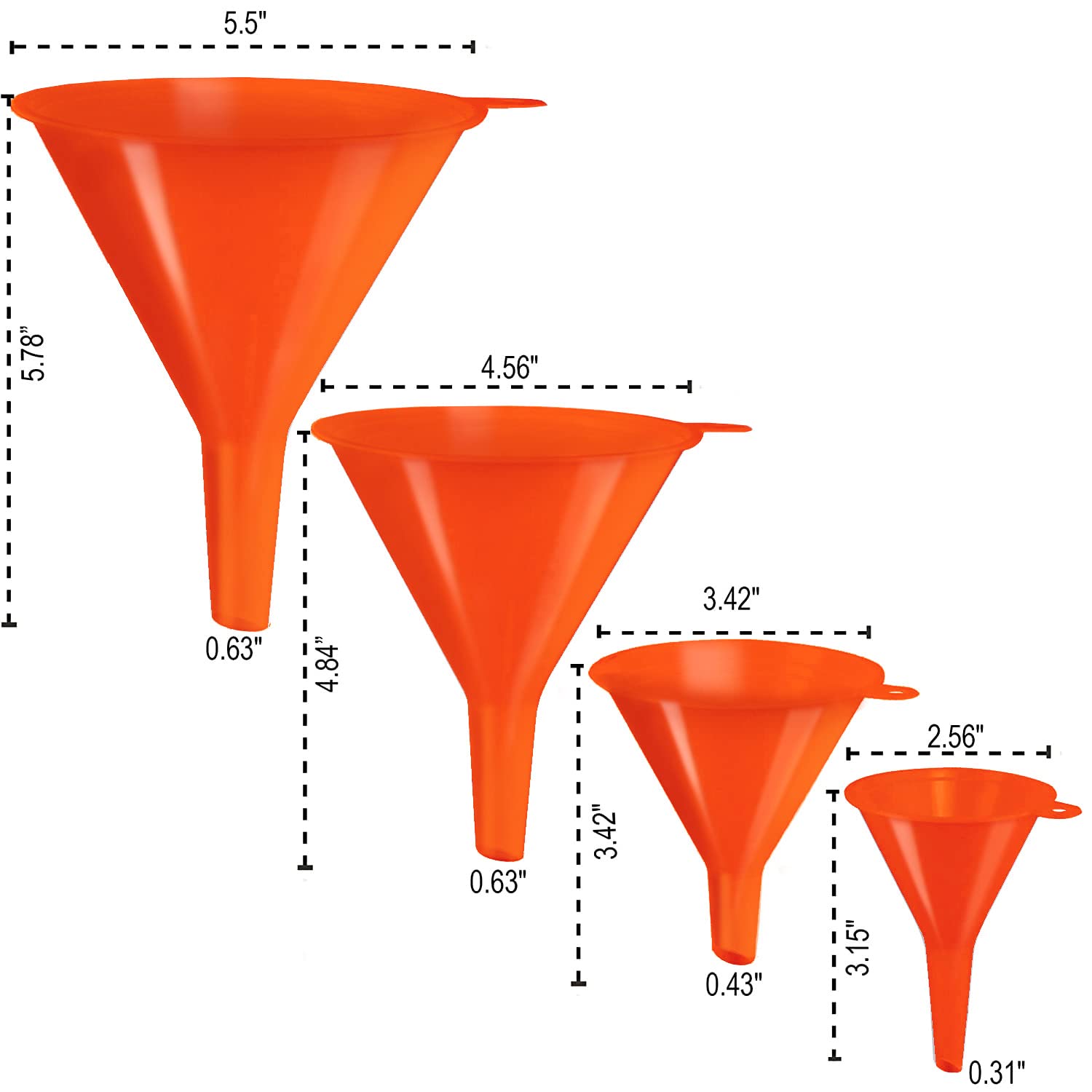 Oil Funnel Set - Plastic Funnels for Automotive & Kitchen