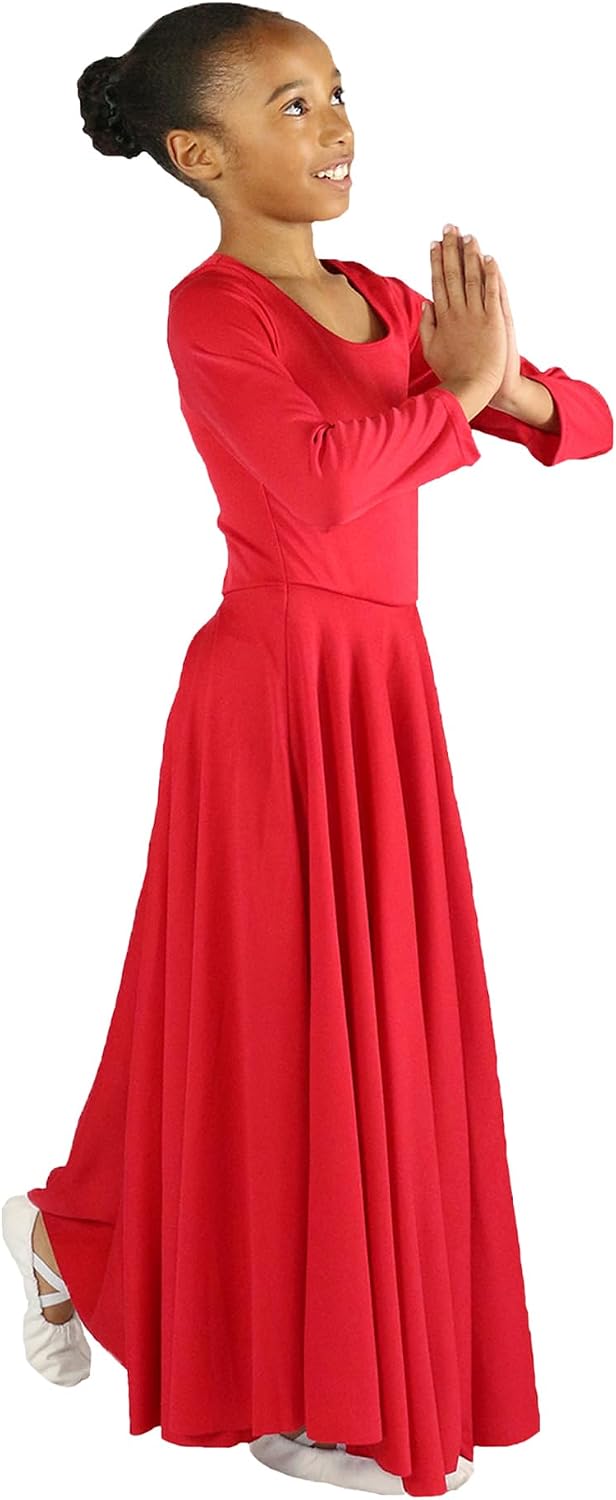 Danzcue Girls Praise Loose Fit Full Length Long Sleeve Dance Dress