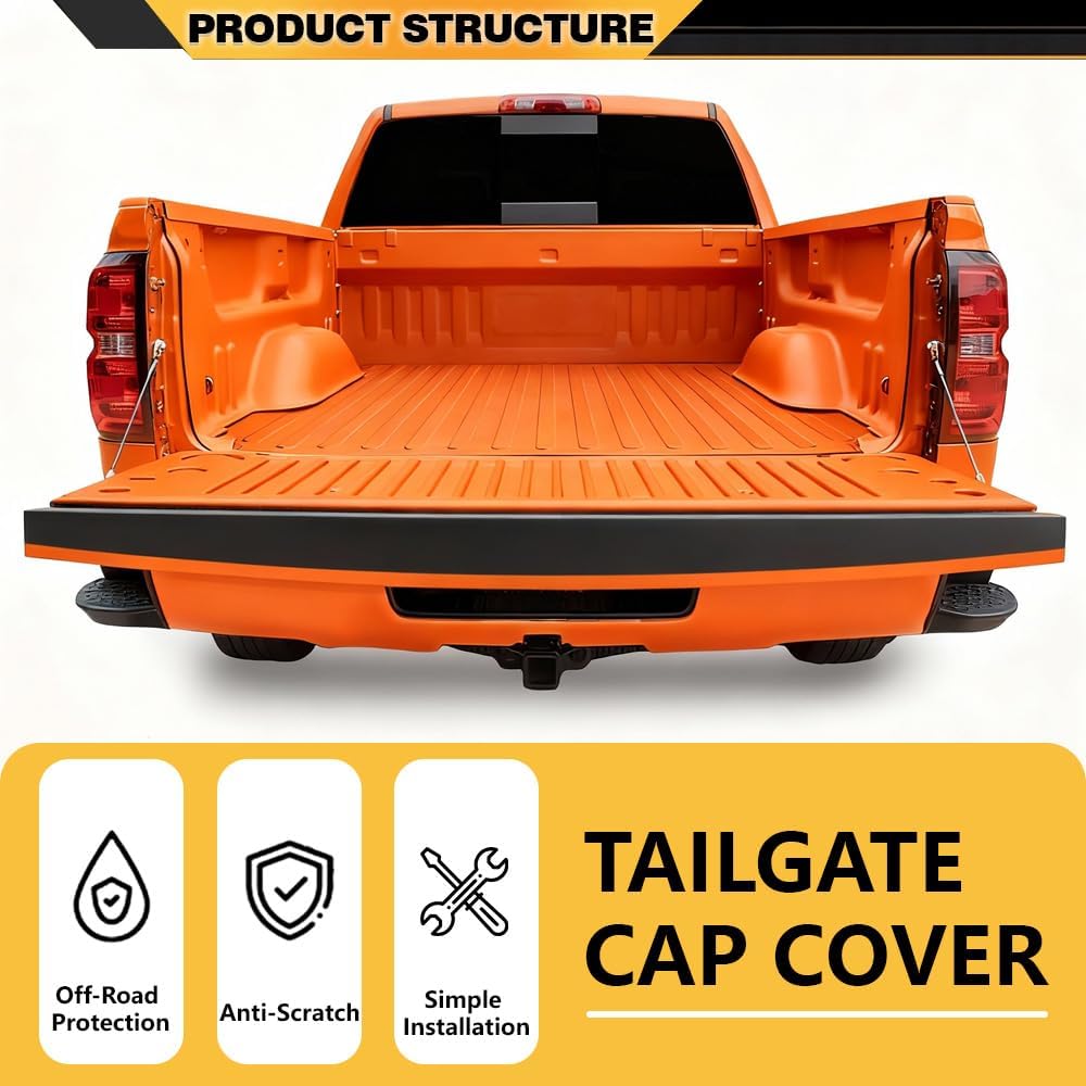 CNNELL Tailgate Molding Cap Top Protector Molding Trim Compatible with Chevy Silverado GMC Sierra (1500) 2014-2018/Compatible with Chevy Silverado GMC Sierra (2500HD, 3500HD) 2015-2019