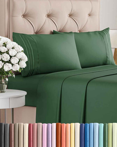 King Size 4 Piece Sheet Set - Breathable & Cooling Sheets - Emerald Green