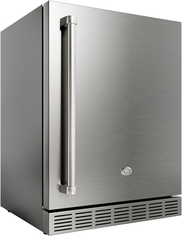 24 Inch Outdoor Refrigerator, Built-in Stainless Steel Beverage Beer Cooler Under Counter Fridge, Indoor/Outdoor Refrigerator with 3 Shelves for Patio Kitchen and Commercial Use