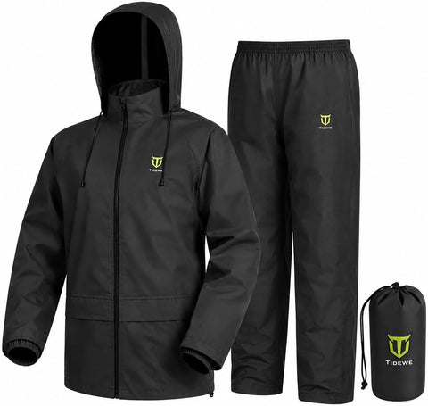 TIDEWE Rain Suit for Men, Waterproof Lightweight 2-Piece Rain Gear