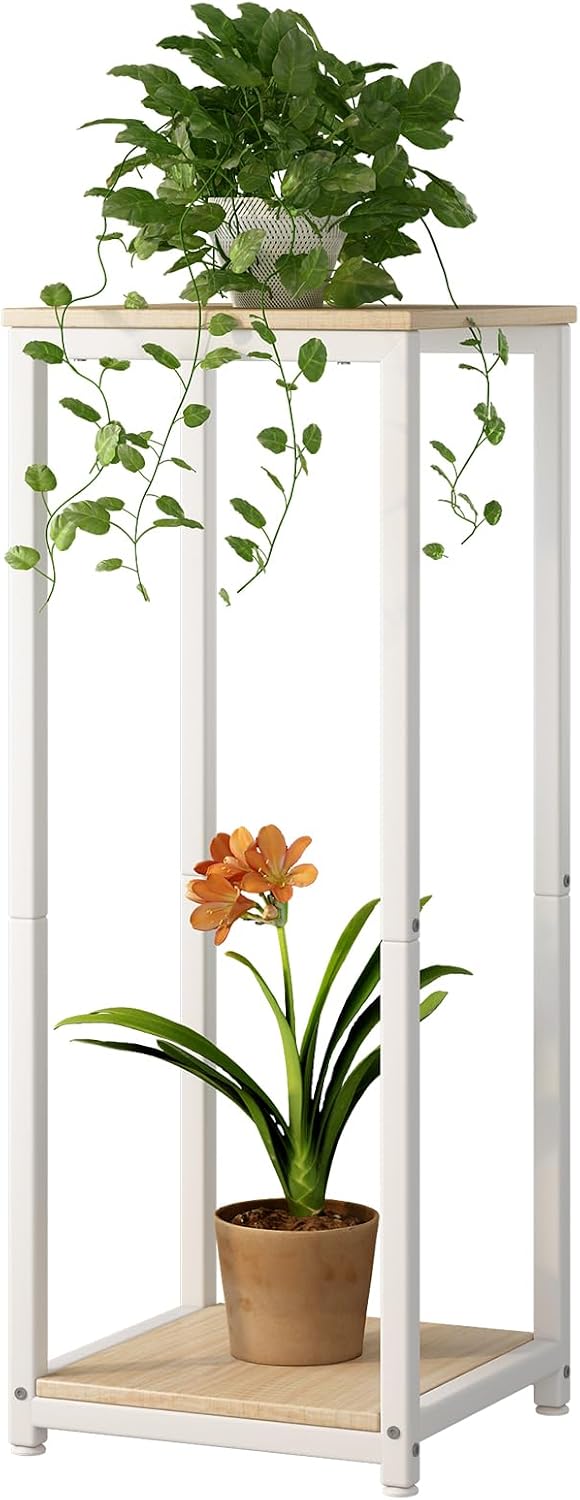 2 Tier Plant Stand Indoor Corner Tall Square Shape Plant Shelf