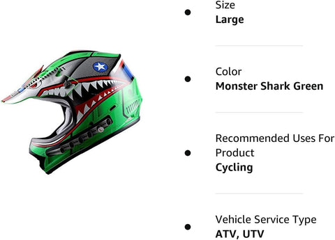 WOW Youth Kids Motocross BMX MX ATV Dirt Bike Moutain Helmet Storm Black