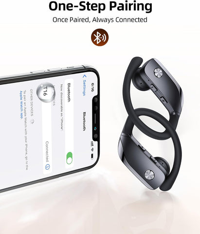 Wireless Earbuds Bluetooth Headphones Over Ear Hooks Ear Buds with 80H Playtime, LED Power Display, Dual Mic Clear Calls, Sports Wireless Ear Buds Bluetooth Earbuds for Running Gym Workout (Black)