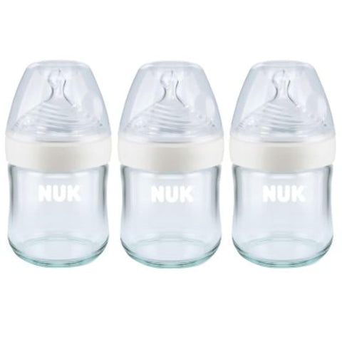 NUK Simply Natural Glass Baby Bottles, 4 oz, 3 Pack