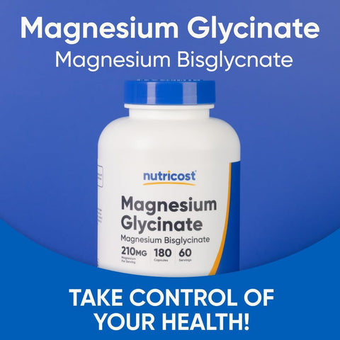 Nutricost Magnesium Glycinate Capsules, 180 Capsules, 210mg