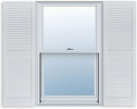 Exterior Solutions Standard Louver Exterior Vinyl Shutter, Paintable (Pair), 15 Inch x 47 Inch