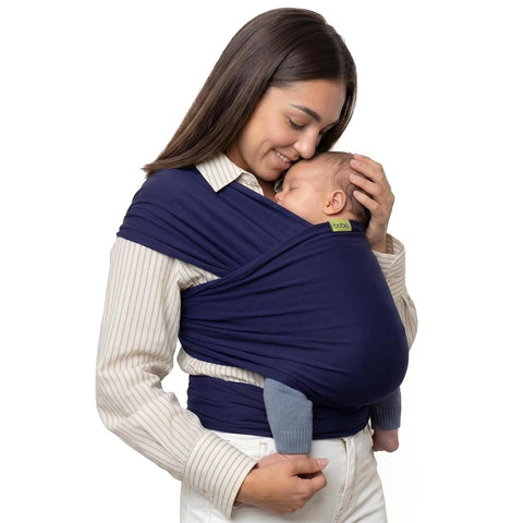 Boba Baby Wrap Carrier - Stretch Cotton Newborn Sling, Navy Blue