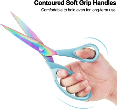 Scissors All Purpose, Sharp Titanium Blades Shears, Rubber Comfort Grip Handle, Multipurpose scissors 3 pack, Great for Office, Fabric, Craft, Sewing, Arts, School and Home Supplies, Blue