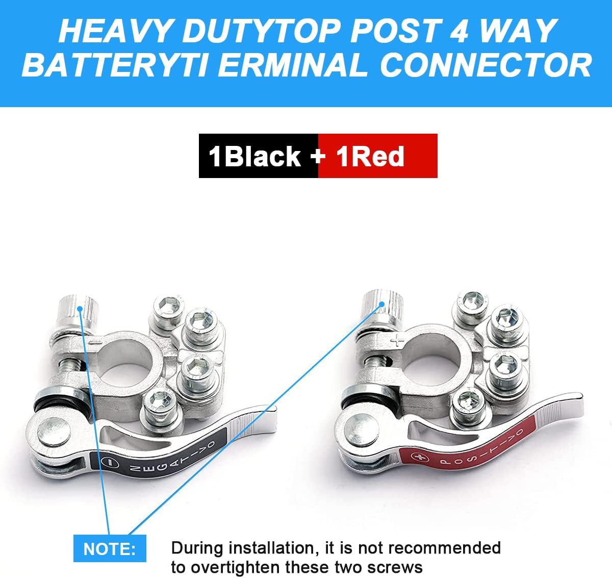 Moly Magnolia 2PCS 4-Way Quick-Release Car Battery Terminal Connectors, Silver-1