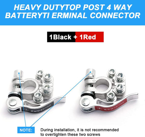 Moly Magnolia 2PCS 4-Way Quick-Release Car Battery Terminal Connectors, Silver-1