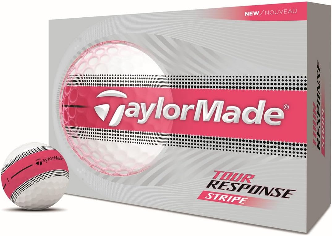 TaylorMade Tour Response Golf Balls, Enhanced 360° ClearPath Alignment, Speed Wrapped Core for Distance and Feel, Pack of 12