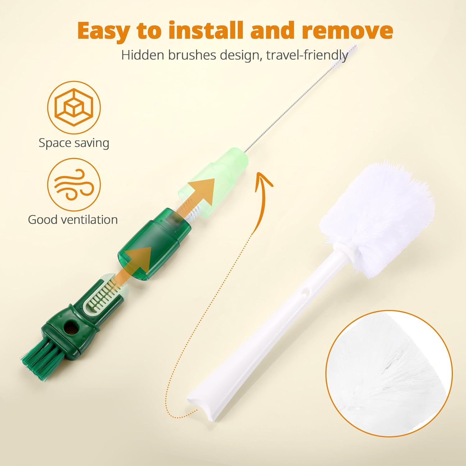 OUTXE 5 Pack Bottle Brush Cleaning Set, 5-in-1 Cup Cleaner Brush
