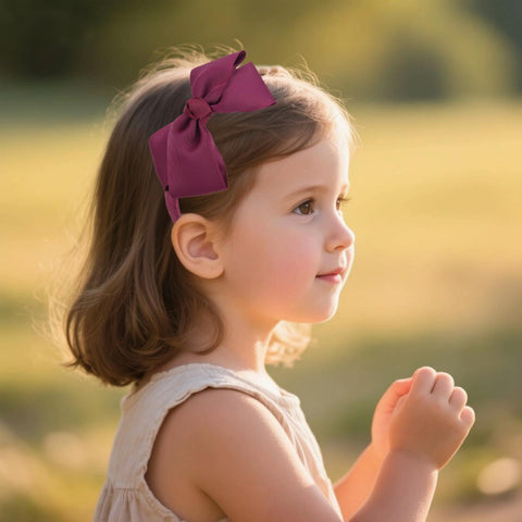 Cute Burgundy Bow Headband for Girls Toddlers.