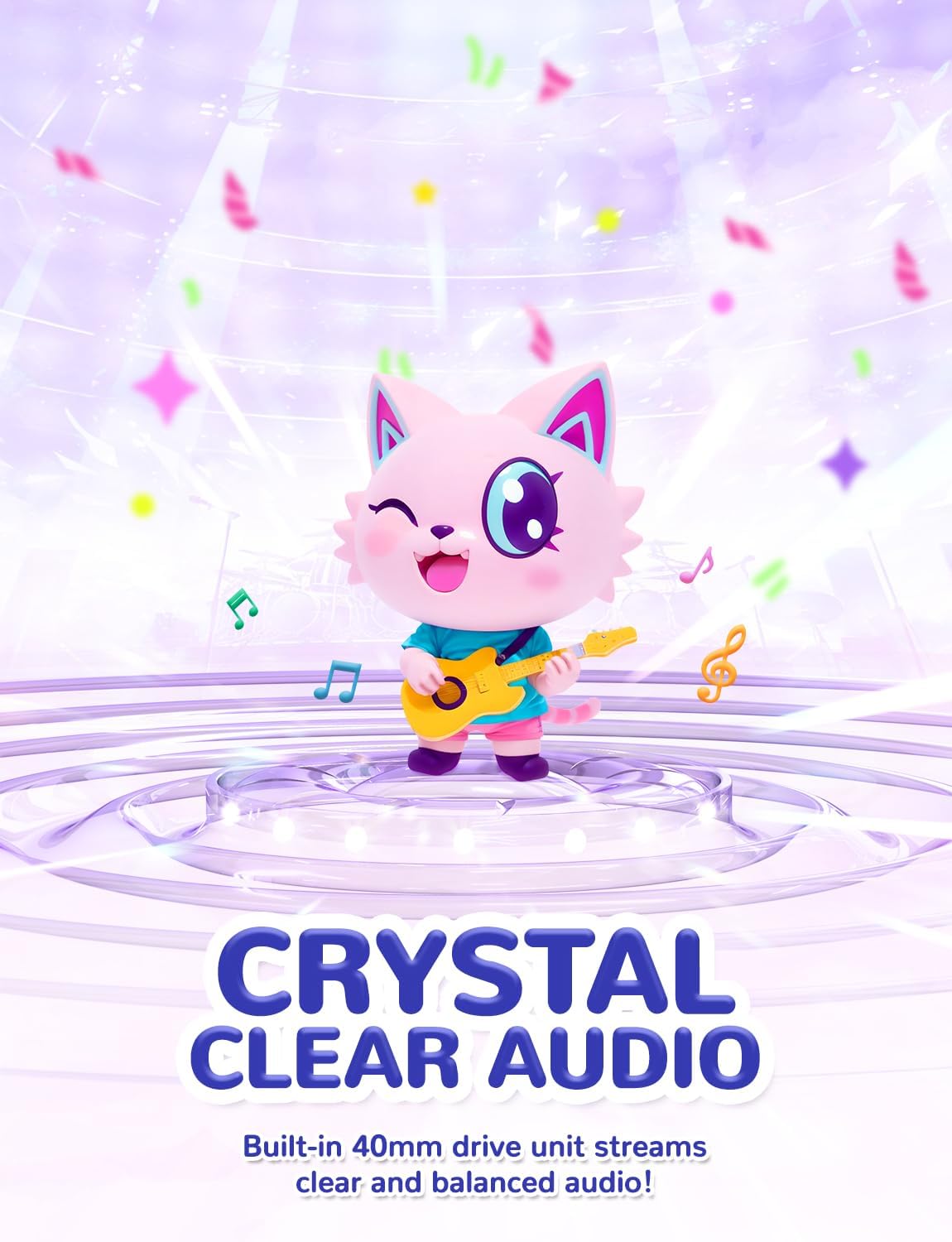 iClever HS25 Kids Headphones Cat Ear, LED Light Up for Toddler Girls School