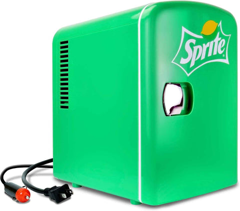 Koolatron Sprite Mini Fridge - 6 Can Refrigerator for Bedroom Office, Portable Table Top Beverage Cooler, 12V 110V Refrigerador For Drinks, Soda, Wines, Use In Car, Dorm, Outdoor, Patio