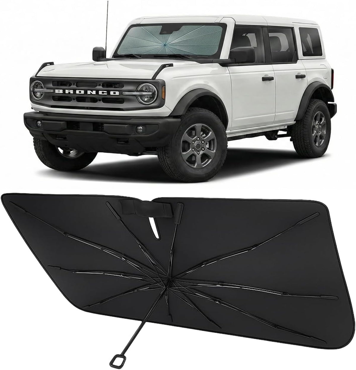 Proadsy Custom Fit Windshield Sun Shade Umbrella for 2021-2026 Ford Bronco