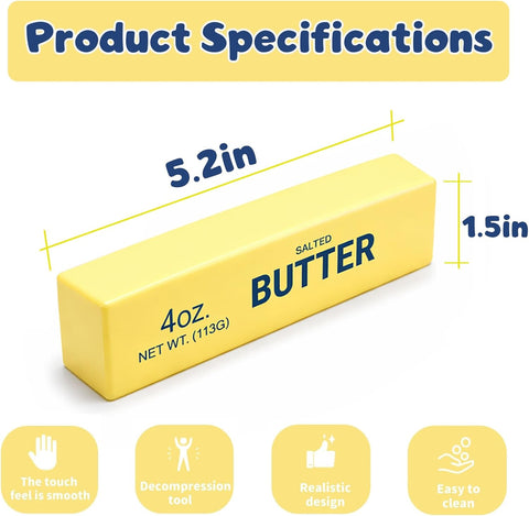 Butter Squishy Stress Toy,Soft Novelty Toy,Realistic Butter Stick Fidget, Slow Rising Soft Squeeze Toy for Adults Stress Relief & Anxiety Relief(4PCS)