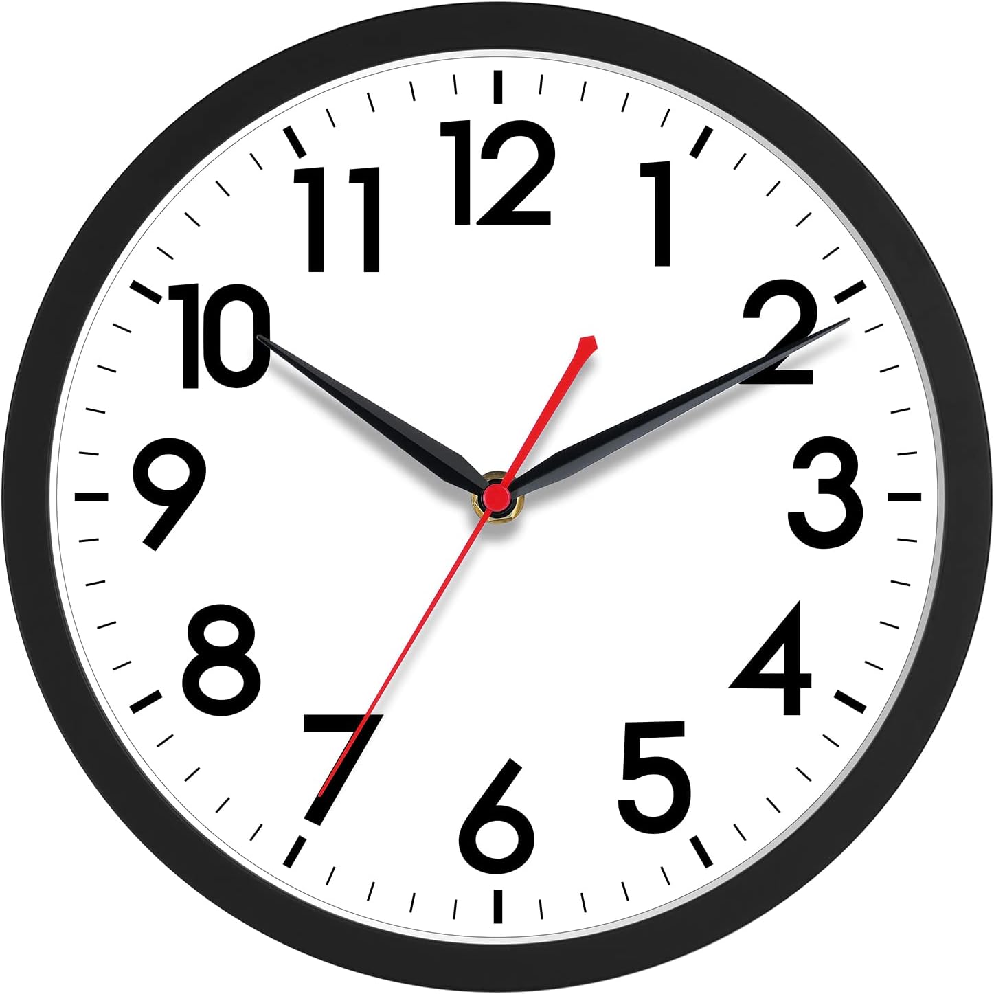 AKCISOT 14 Inch Wall Clock, Silent Battery Operated Analog Clock, Black